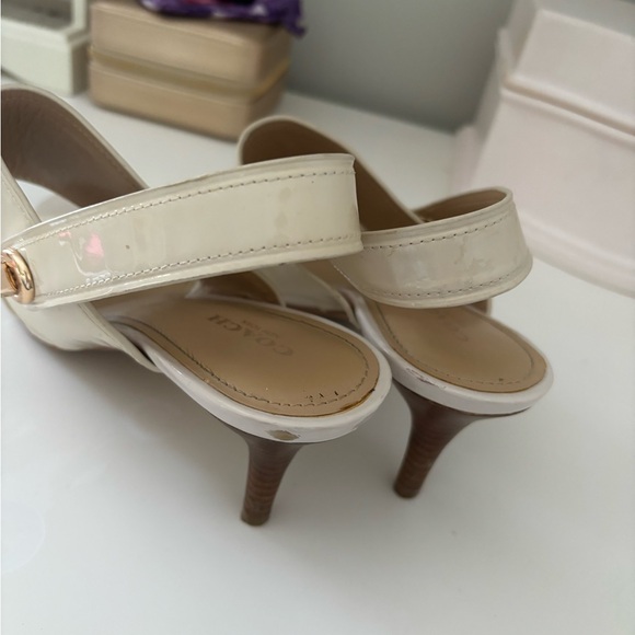 Cream Patent Leather Coach Heels - Picture 2 of 3